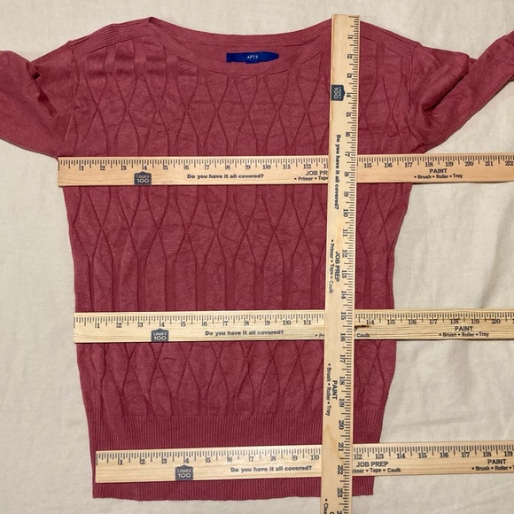 Apt. 9 Women's Cable Knit Sweater in Dusty Rose with 3/4 Sleeves - Picture 3 of 9